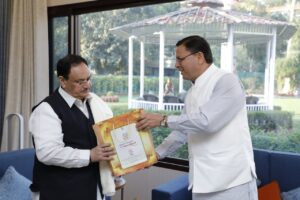 Cm Dhami Meet Nadda :